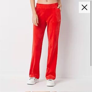 Juicy couture mid rise red velour pull on pants